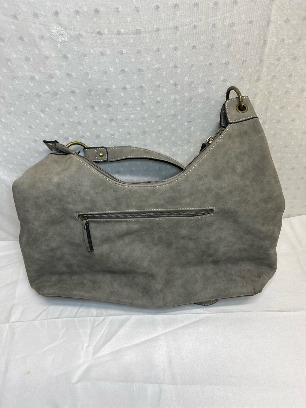 boc Gray Suede-Style hobo Shoulder Crossbody Bag adjustable strap - Picture 4 of 15